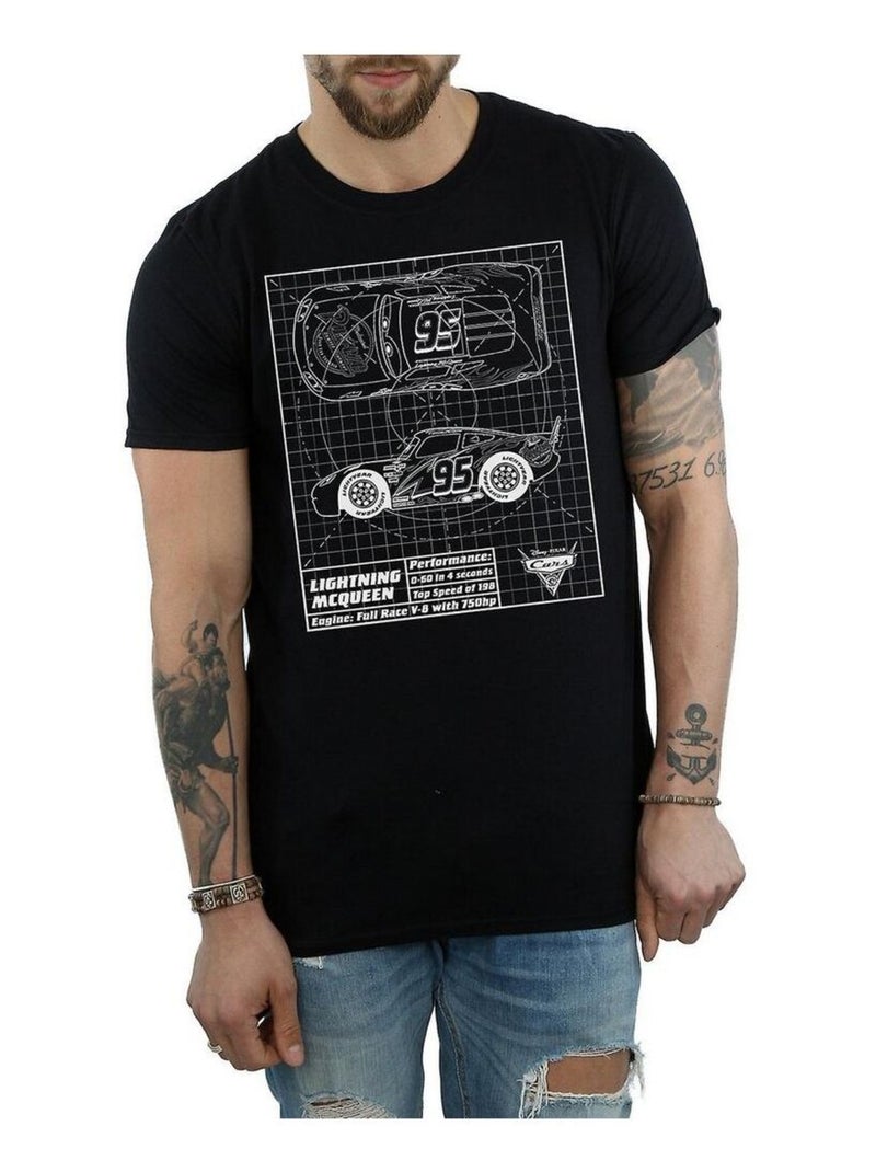 Voitures - T-shirt motif Flash McQueen motif/style plan (Flash McQueen) Noir - Kiabi