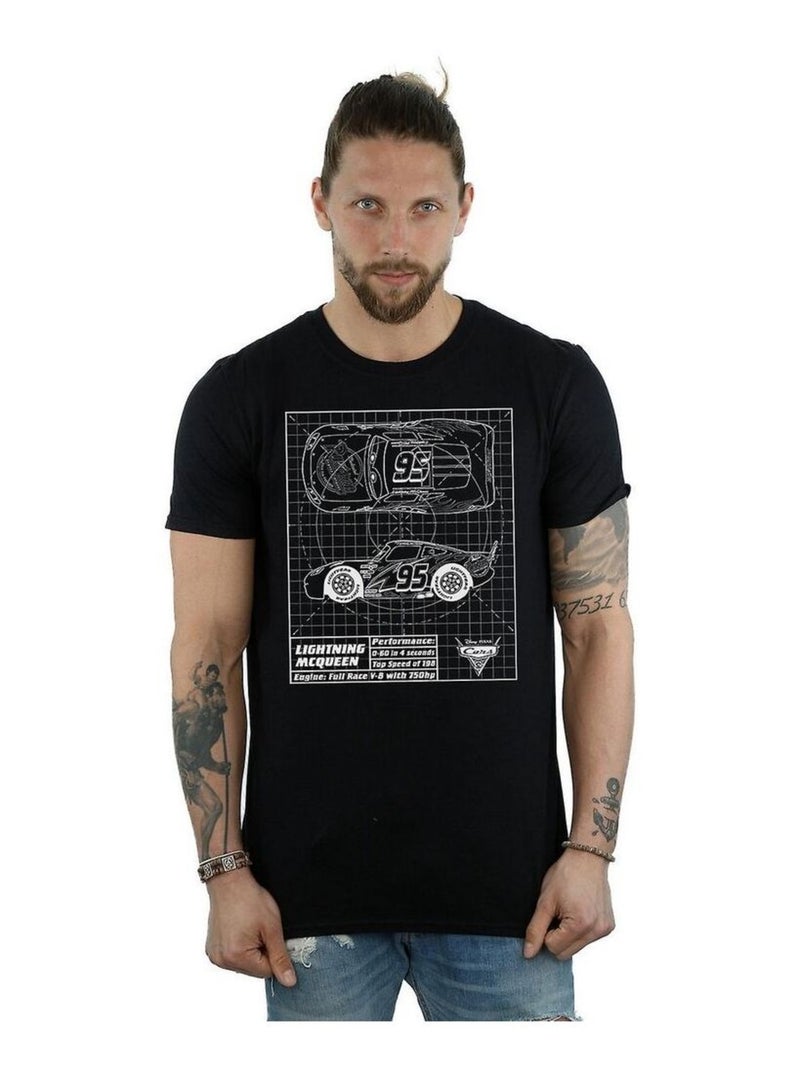 Voitures - T-shirt motif Flash McQueen motif/style plan (Flash McQueen) Noir - Kiabi