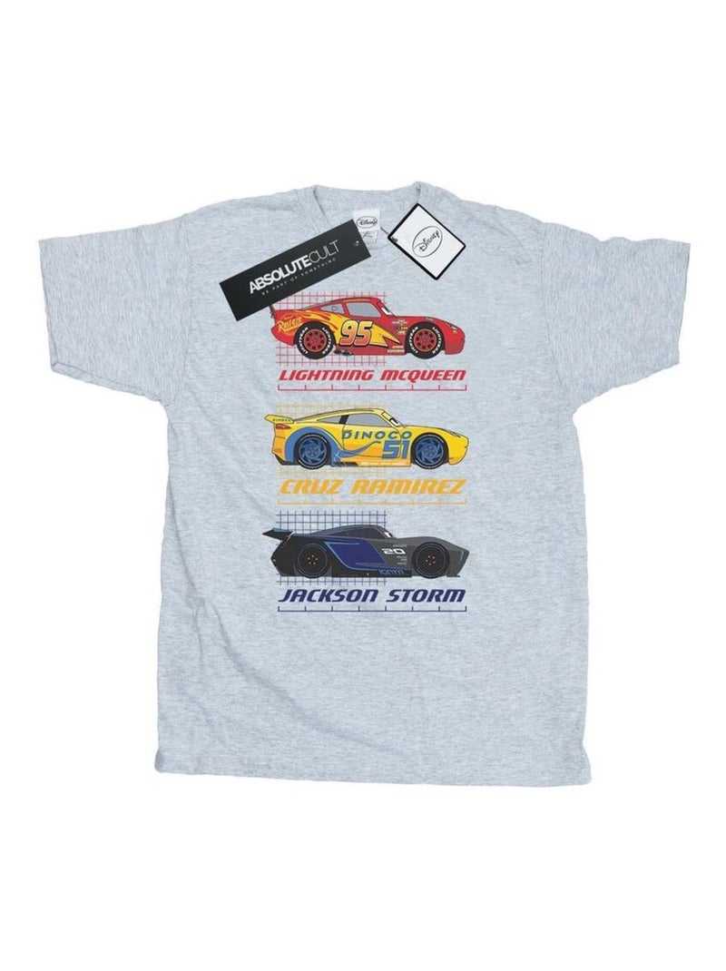 Voitures - T-shirt RACER PROFILE (Cruz Ramirez, Jackson Storm, Flash McQueen) Gris chiné - Kiabi