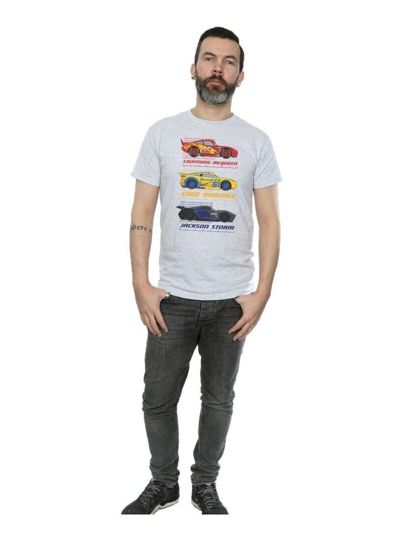 Voitures - T-shirt RACER PROFILE (Cruz Ramirez, Jackson Storm, Flash McQueen) Gris chiné - Kiabi