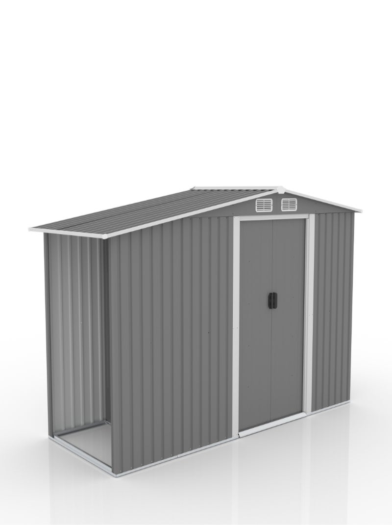 VOSGES - Abri de jardin avec abri bûches gris clair 4.38 m² Gris - Kiabi