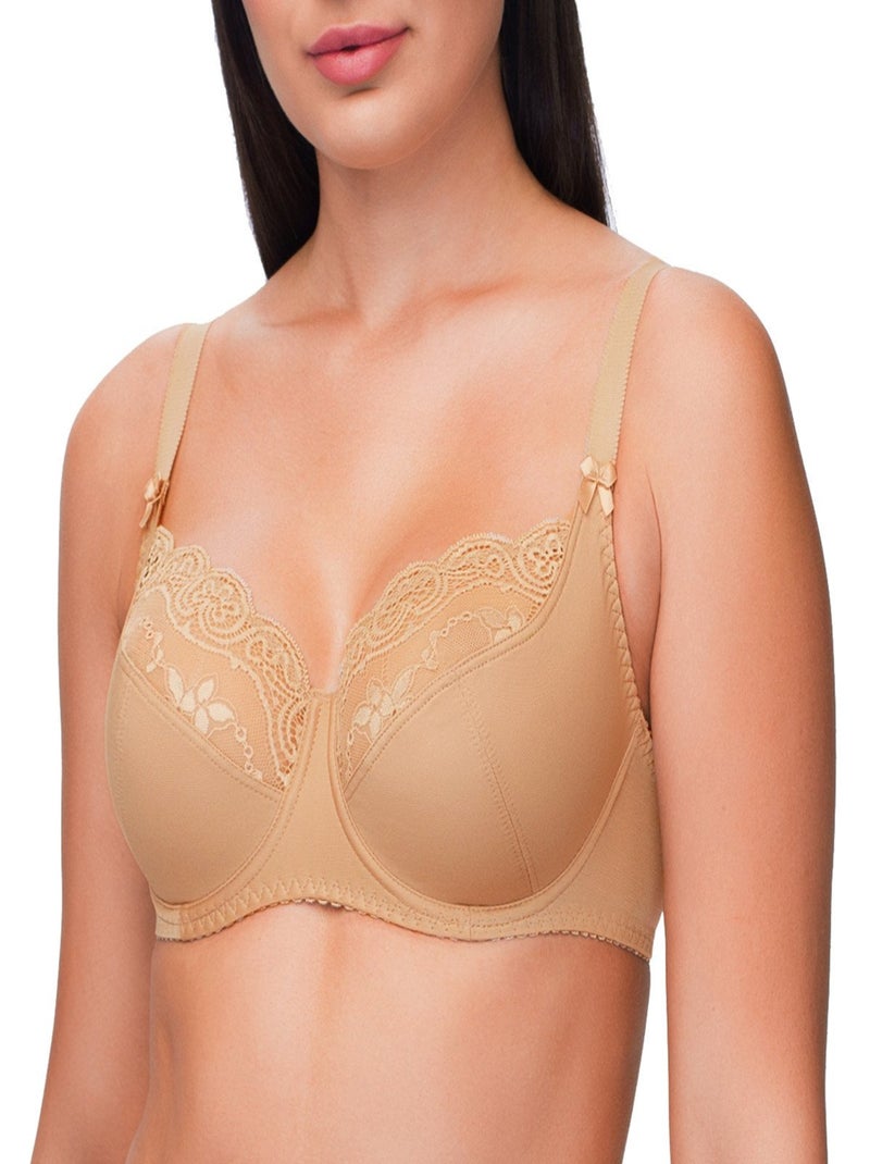 V.O.V.A - Soutien-gorge balconnet à armatures avec de la dentelle Snezhana Beige - Kiabi