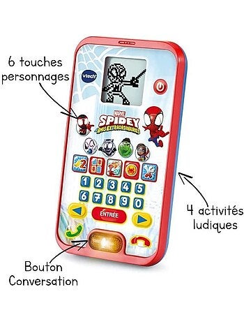 Vtech - spidey - le smartphone éducatif de spidey - enfant - rouge - mixte - 3 ans - pile