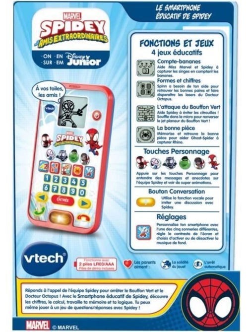Vtech - spidey - le smartphone éducatif de spidey - enfant - rouge - mixte - 3 ans - pile - Kiabi Vtech - spidey - le smartphone éducatif de spidey - enfant - rouge - mixte - 3 ans - pile - Kiabi