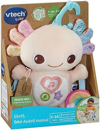 VTECH ELIOTT, BEBE AXOLOTL MUSICAL (BOUTEILLES PLASTIQUE RECYCLÉES)