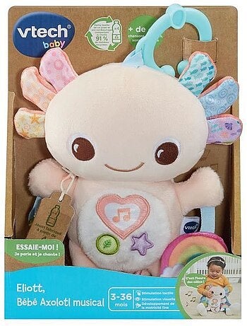VTECH ELIOTT, BEBE AXOLOTL MUSICAL (BOUTEILLES PLASTIQUE RECYCLÉES)