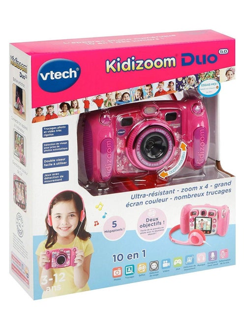 VTech KidiZoom Duo DX – Appareil photo numérique enfant (rose) – Double caméra 5 MP + 2 MP • Selfies - Kiabi