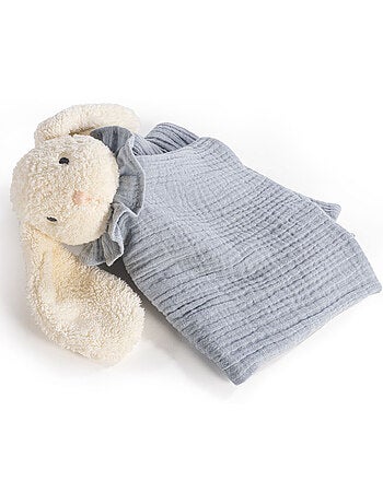 Walking Mum | Doudou plat lapin en gaze de coton