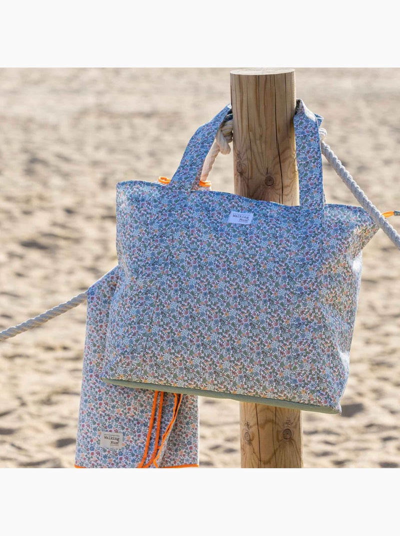 Walking Mum | Sac de plage famille anti-sable grand format Summer Blanc Bleu Gris - Kiabi