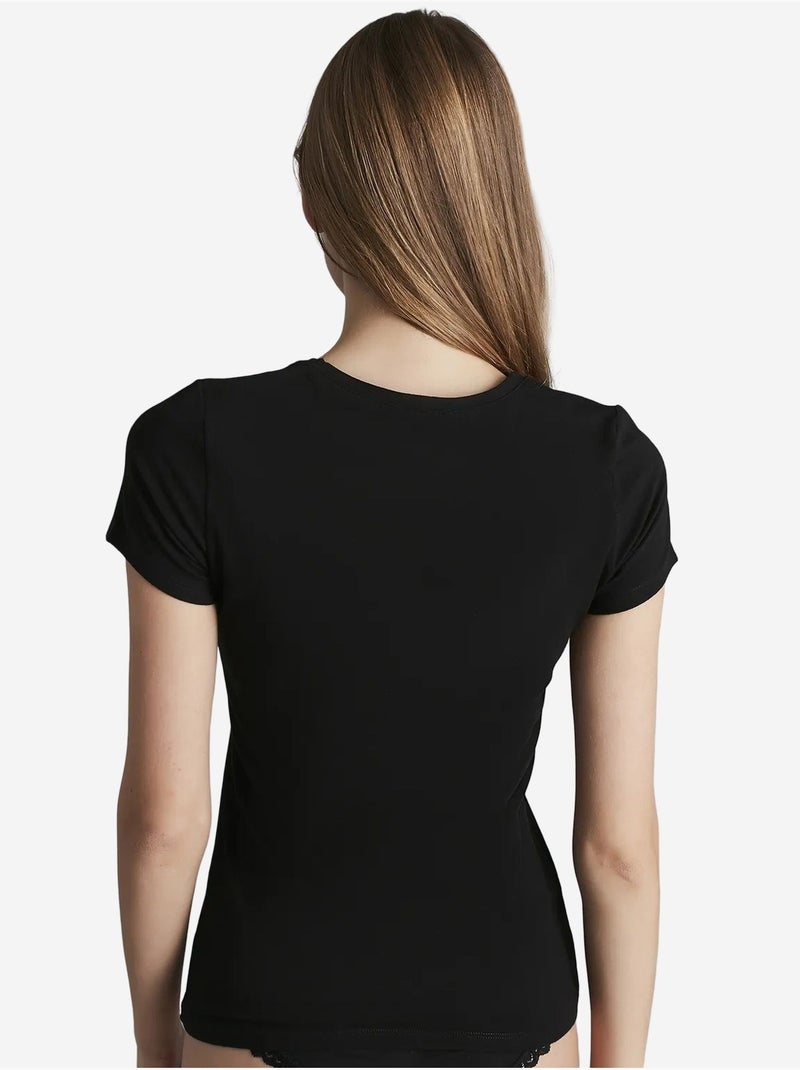 Warm touch t-shirt à manches courtes penti Noir - Kiabi