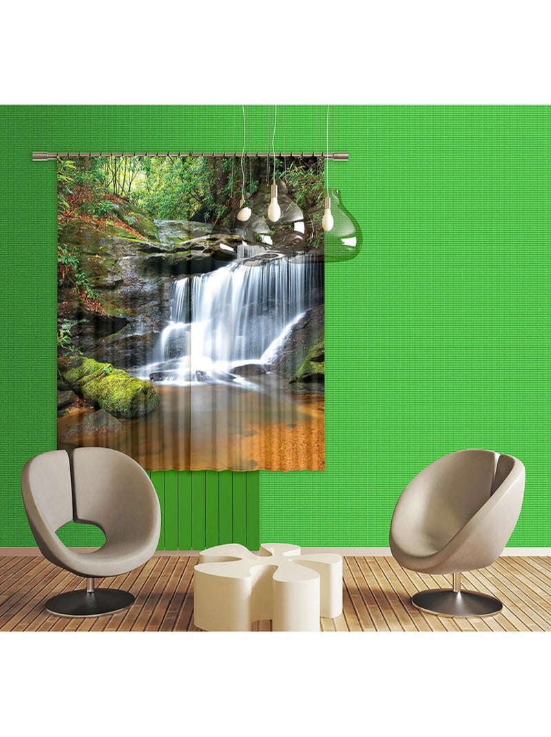 Waterfall, rideau imprimés chutes d'eau et foret 180x160 cm, 2 pièces Multicolore - Kiabi