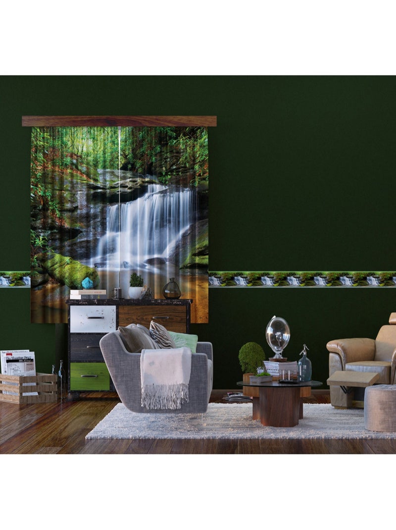 Waterfall, rideau imprimés chutes d'eau et foret 180x160 cm, 2 pièces Multicolore - Kiabi