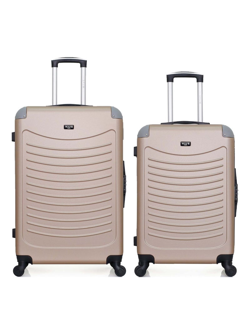 WAVE PARIS - Lot de 2 - Valise grand format et valise weekend CONGO Beige - Kiabi