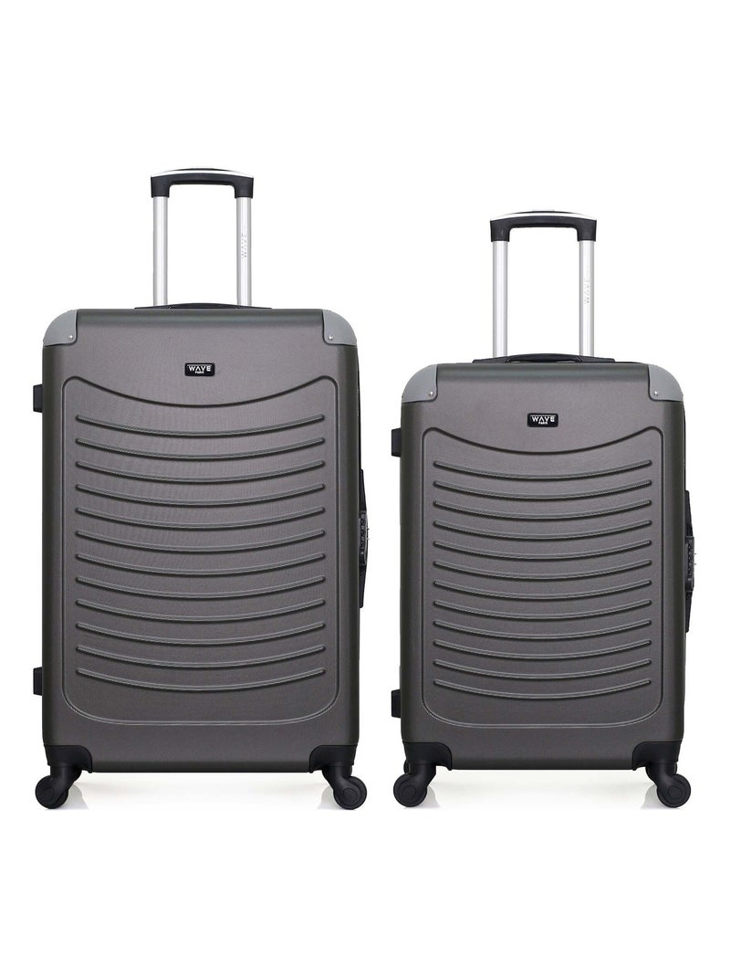 WAVE PARIS - Lot de 2 - Valise grand format et valise weekend CONGO Gris foncé - Kiabi
