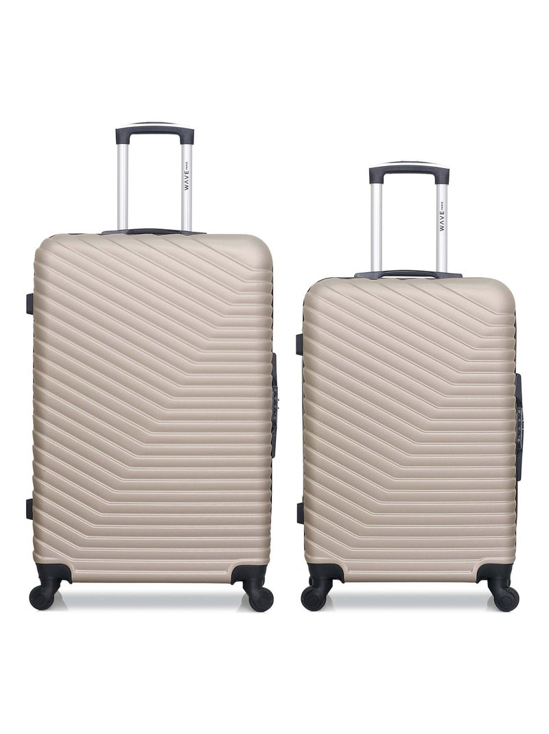 WAVE PARIS - Lot de 2 - Valise grand format et valise weekend LENA Beige - Kiabi