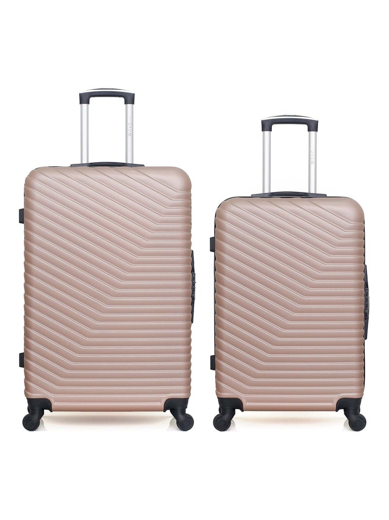 WAVE PARIS - Lot de 2 - Valise grand format et valise weekend LENA Rose clair - Kiabi