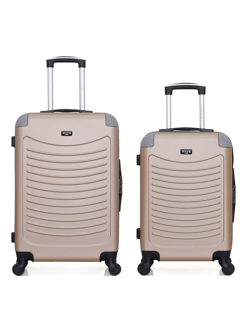 WAVE PARIS - Lot de 2 - Valise weekend et valise cabine CONGO Beige - Kiabi