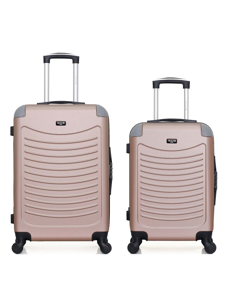 WAVE PARIS - Lot de 2 - Valise weekend et valise cabine CONGO Rose clair - Kiabi
