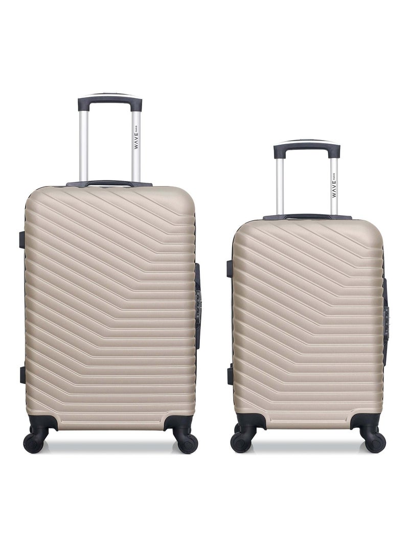 WAVE PARIS - Lot de 2 - Valise weekend et valise cabine LENA Beige - Kiabi