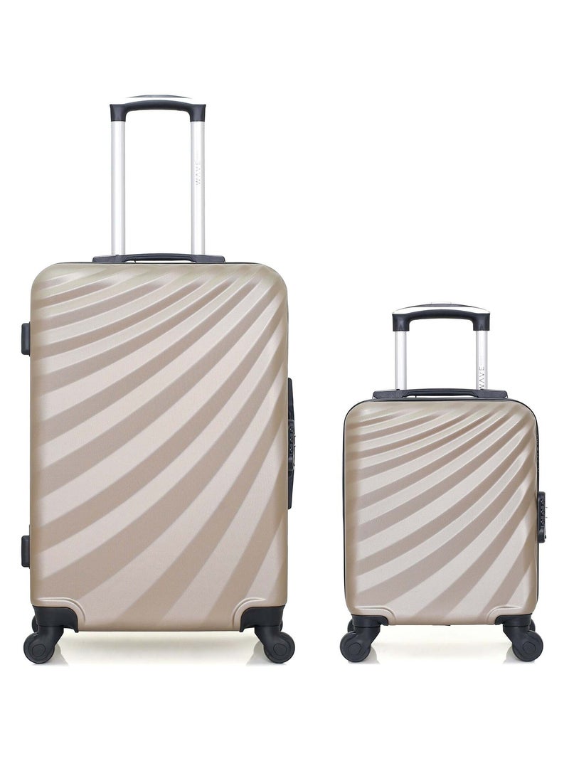 WAVE PARIS - Lot de 2 - Valise weekend et valise cabine XXS DANUBE Beige - Kiabi