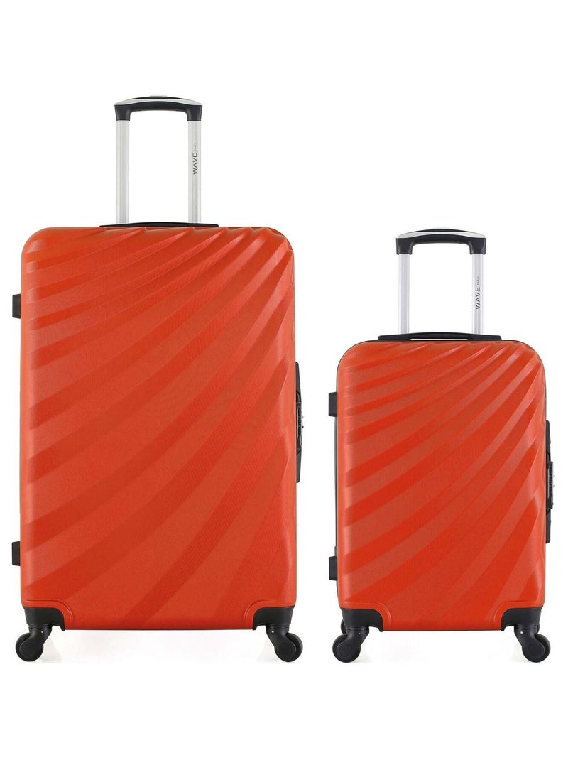 WAVE PARIS - LOT DE 2 - Valises grand format et cabine DANUBE Orange - Kiabi