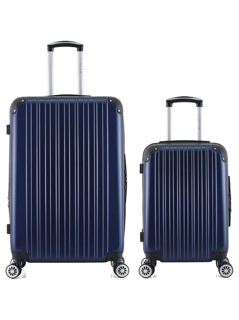 WAVE PARIS - LOT DE 2 - Valises grand format et cabine DENALI Bleu marine - Kiabi