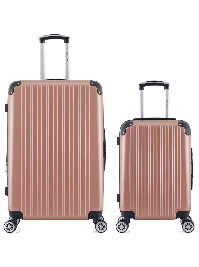 WAVE PARIS - LOT DE 2 - Valises grand format et cabine DENALI Rose clair - Kiabi