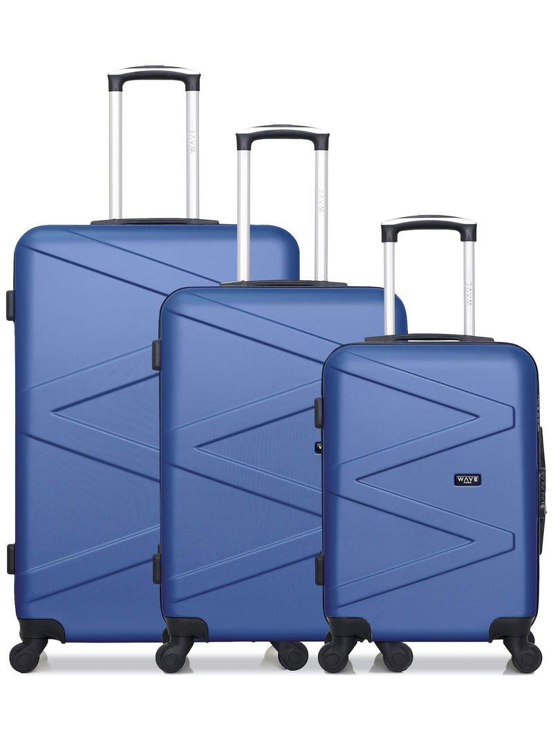 WAVE PARIS - Lot de 3 - Valise grand format, valise weekend et valise cabine AMAZONE Bleu marine - Kiabi