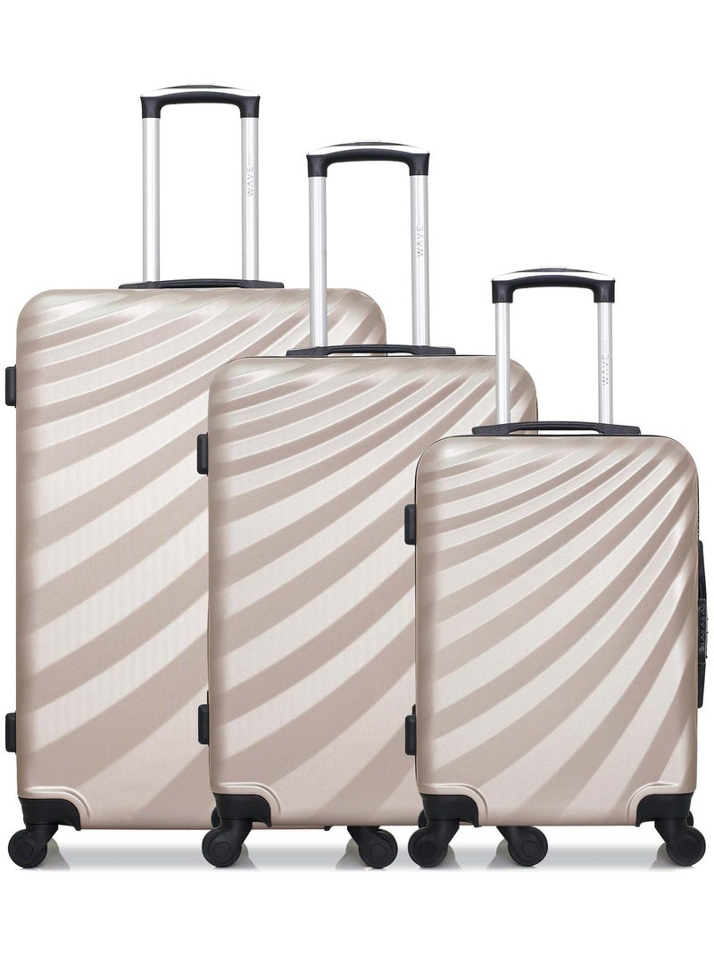 WAVE PARIS - Lot de 3 - Valise grand format, valise weekend et valise cabine DANUBE Beige - Kiabi