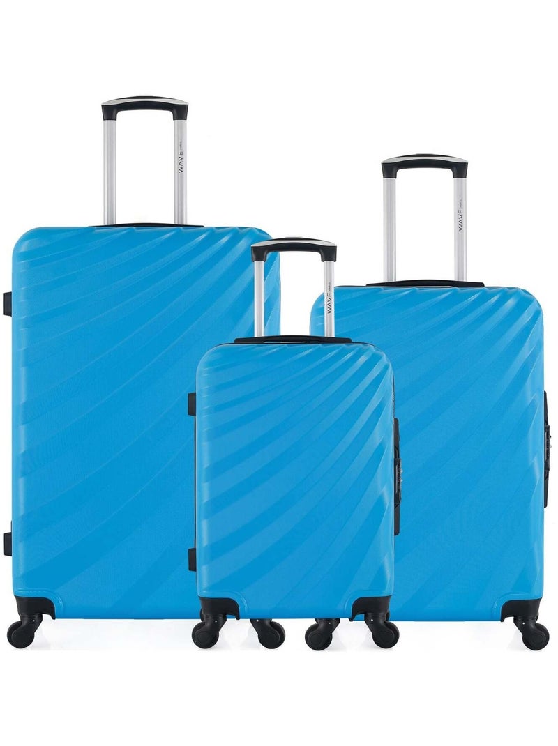 WAVE PARIS - Lot de 3 - Valise grand format, valise weekend et valise cabine DANUBE Bleu - Kiabi