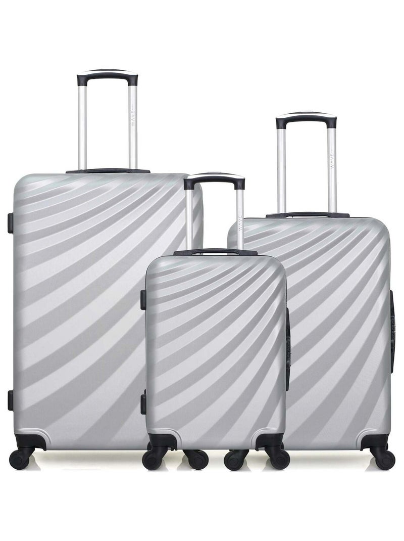 WAVE PARIS - Lot de 3 - Valise grand format, valise weekend et valise cabine DANUBE Gris - Kiabi