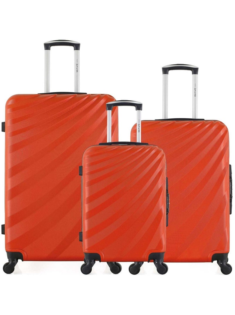 WAVE PARIS - Lot de 3 - Valise grand format, valise weekend et valise cabine DANUBE Orange - Kiabi