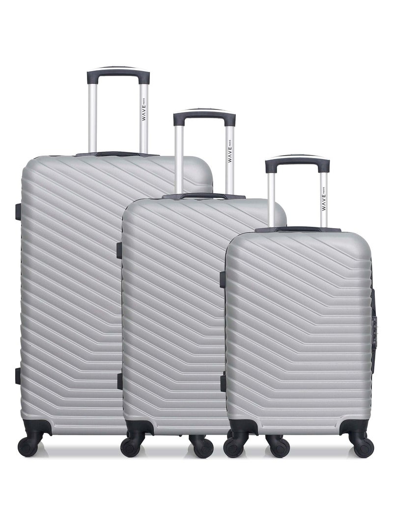 WAVE PARIS - Lot de 3 - Valise grand format, valise weekend et valise cabine LENA Gris - Kiabi
