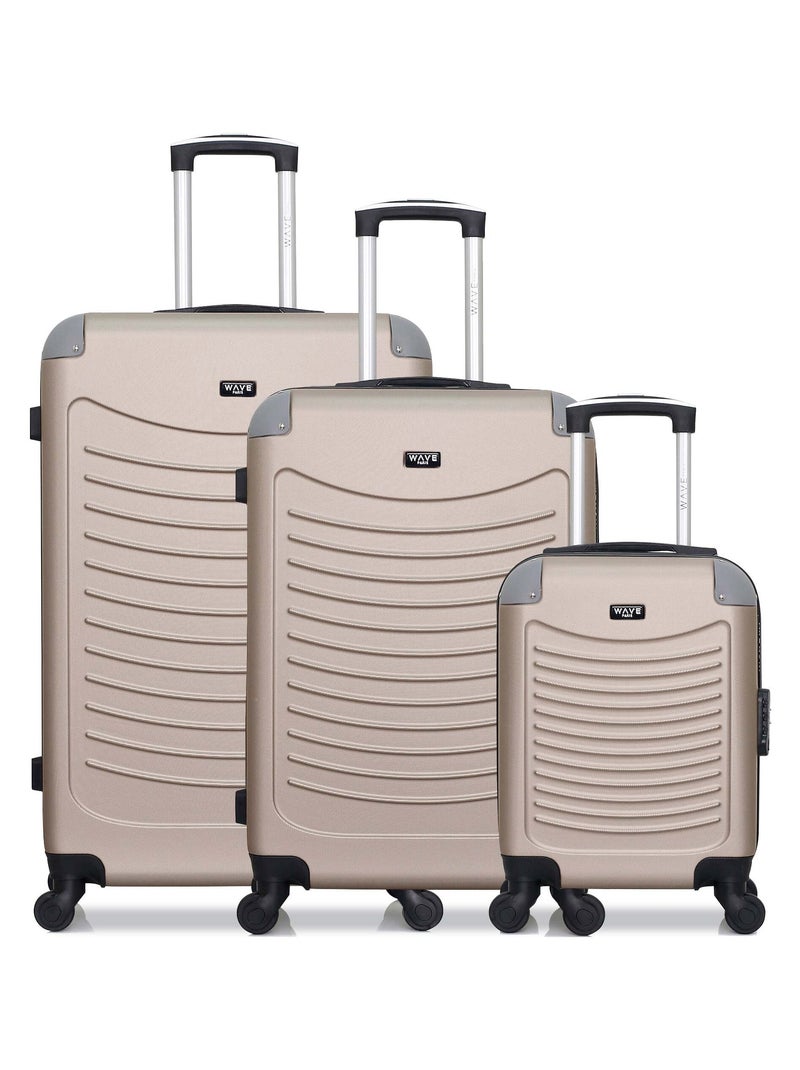 WAVE PARIS - Lot de 3 - Valise Grand format, valise weekend et valise cabine XXS CONGO Beige - Kiabi