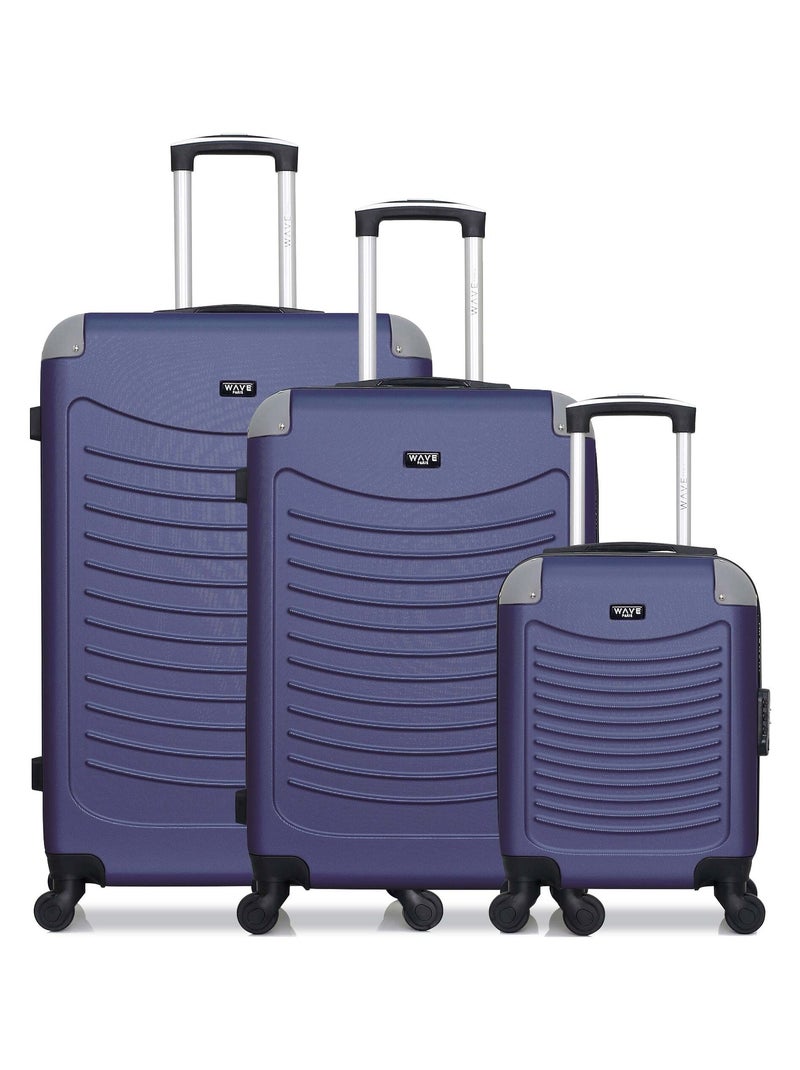 WAVE PARIS - Lot de 3 - Valise Grand format, valise weekend et valise cabine XXS CONGO Bleu marine - Kiabi