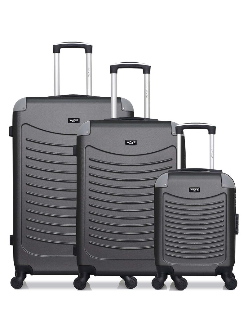 WAVE PARIS - Lot de 3 - Valise Grand format, valise weekend et valise cabine XXS CONGO Gris foncé - Kiabi