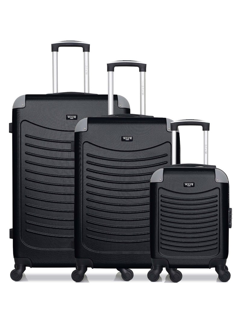 WAVE PARIS - Lot de 3 - Valise Grand format, valise weekend et valise cabine XXS CONGO Noir - Kiabi