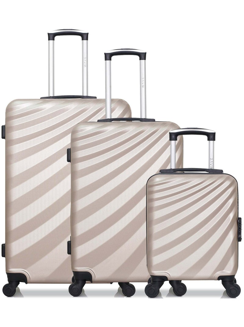 WAVE PARIS - Lot de 3 - Valise Grand format, valise weekend et valise cabine XXS DANUBE Beige - Kiabi