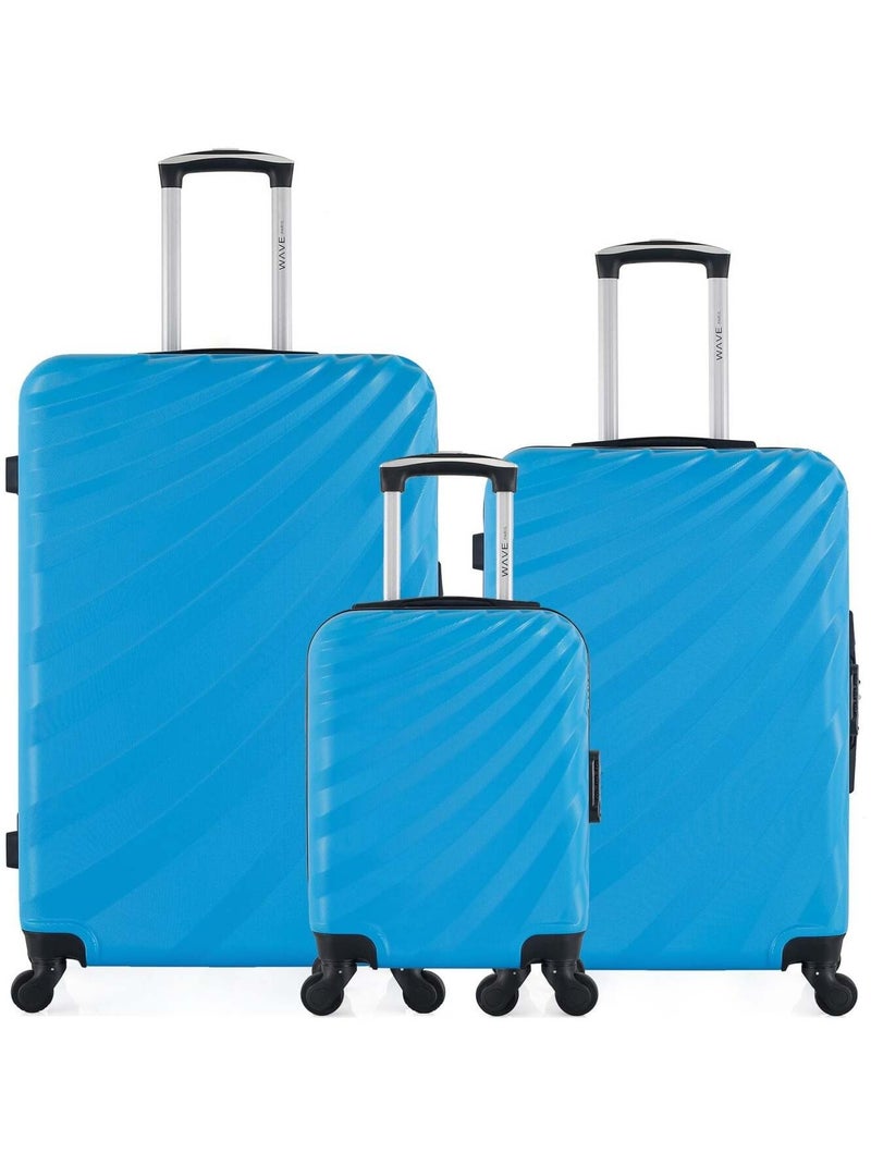 WAVE PARIS - Lot de 3 - Valise Grand format, valise weekend et valise cabine XXS DANUBE Bleu - Kiabi
