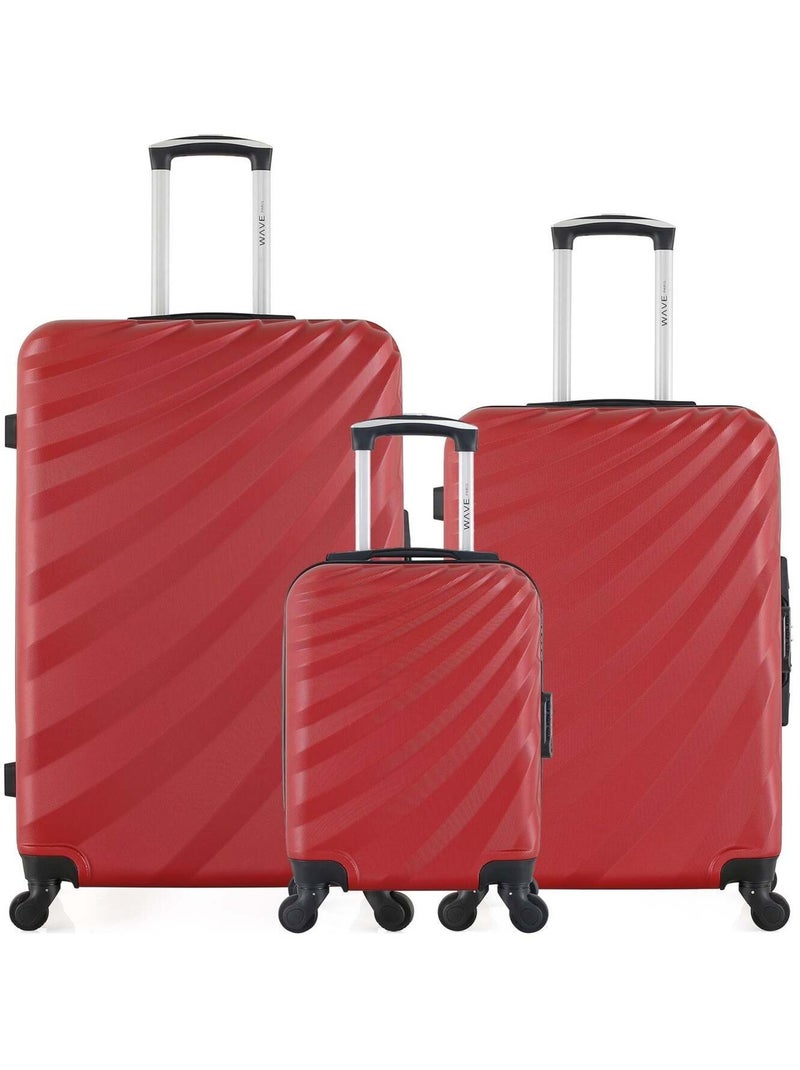 WAVE PARIS - Lot de 3 - Valise Grand format, valise weekend et valise cabine XXS DANUBE Bordeaux - Kiabi