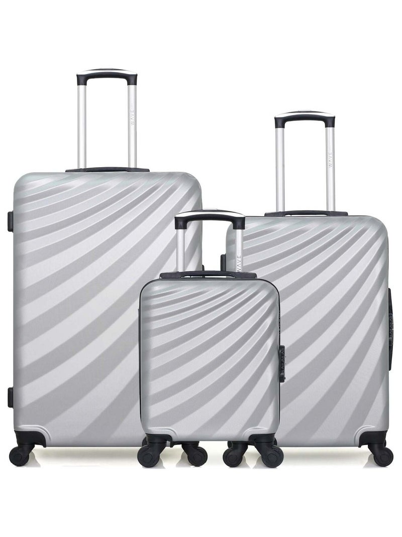 WAVE PARIS - Lot de 3 - Valise Grand format, valise weekend et valise cabine XXS DANUBE Gris - Kiabi