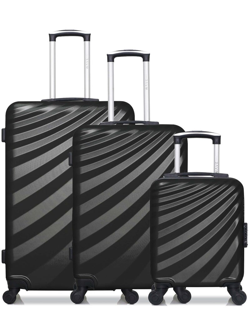 WAVE PARIS - Lot de 3 - Valise Grand format, valise weekend et valise cabine XXS DANUBE Noir - Kiabi