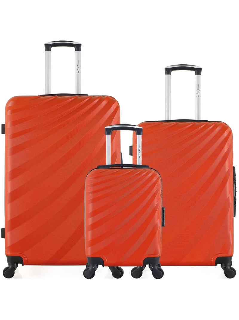 WAVE PARIS - Lot de 3 - Valise Grand format, valise weekend et valise cabine XXS DANUBE Orange - Kiabi