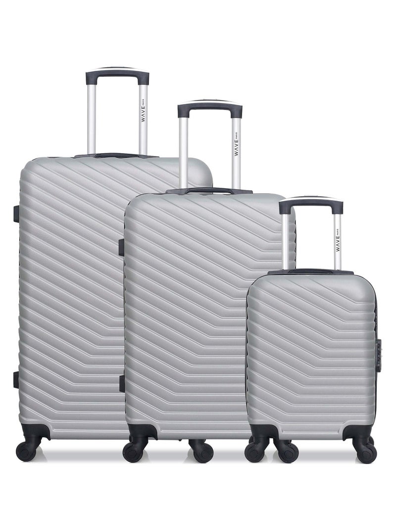WAVE PARIS - Lot de 3 - Valise Grand format, valise weekend et valise cabine XXS LENA Gris - Kiabi