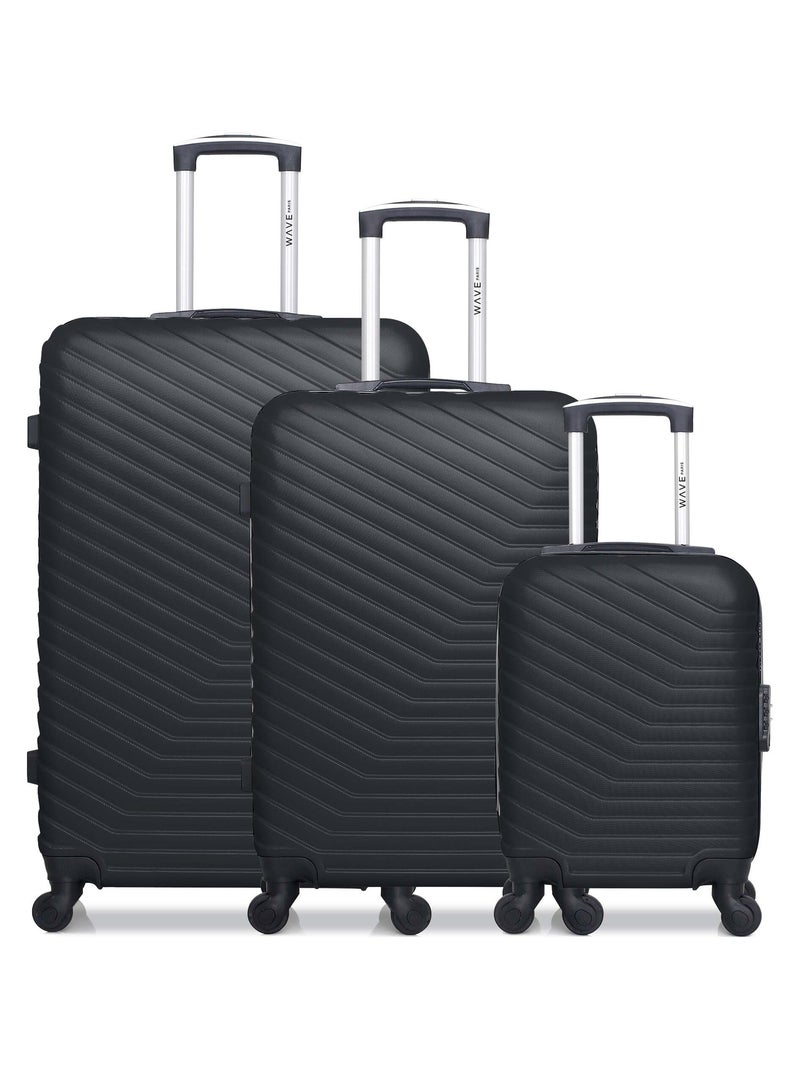 WAVE PARIS - Lot de 3 - Valise Grand format, valise weekend et valise cabine XXS LENA Noir - Kiabi