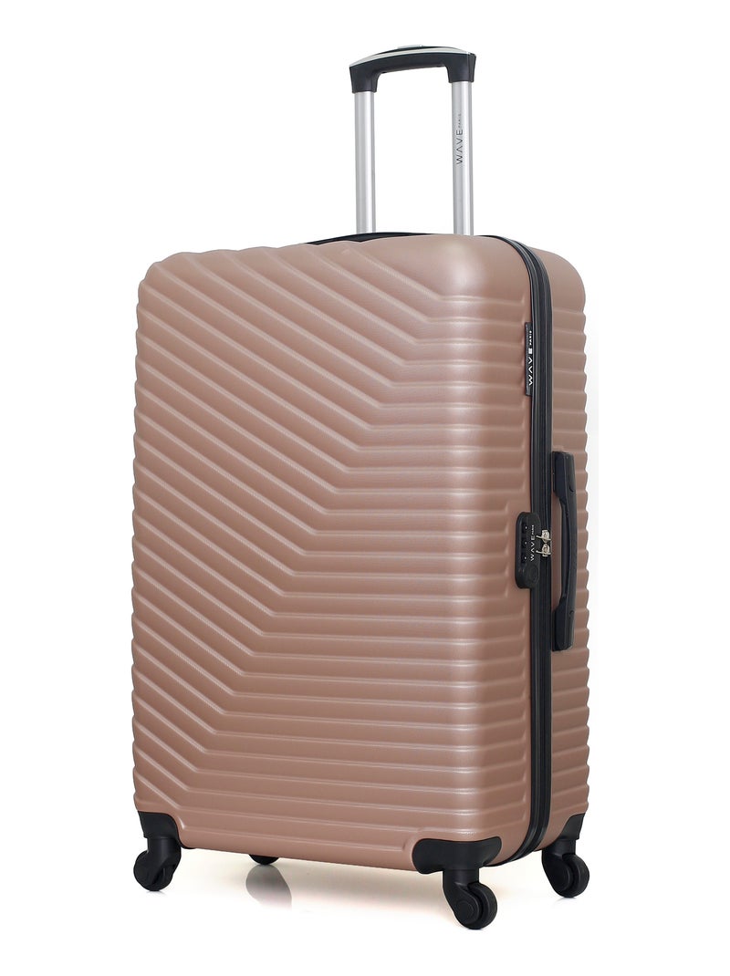 WAVE PARIS - Lot de 3 - Valise Grand format, valise weekend et valise cabine XXS LENA Rose Métal - Kiabi