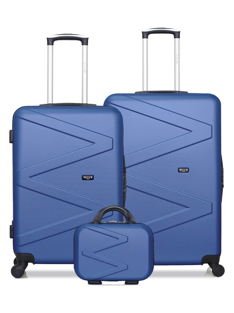 WAVE PARIS - Lot de 3 - Valise grand format, valise weekend et vanity AMAZONE Bleu marine - Kiabi