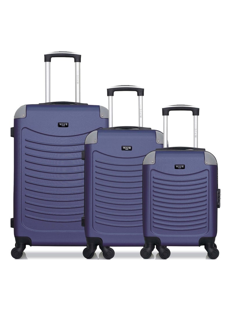 WAVE PARIS - Lot de 3 - Valise Weekend, valise cabine et valise cabine XXS CONGO Bleu marine - Kiabi