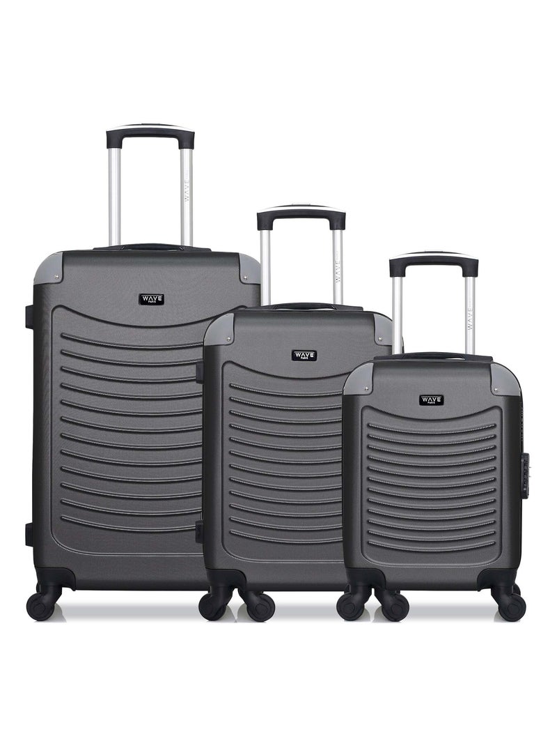 WAVE PARIS - Lot de 3 - Valise Weekend, valise cabine et valise cabine XXS CONGO Gris foncé - Kiabi