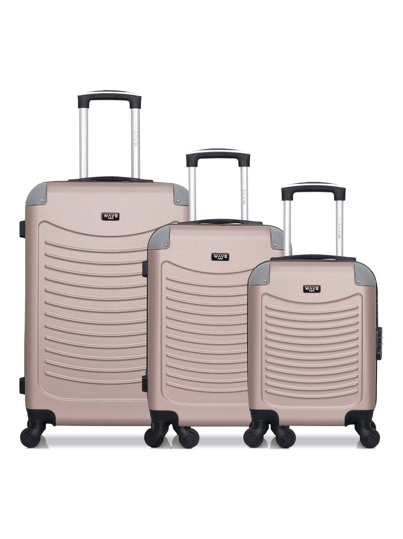 WAVE PARIS - Lot de 3 - Valise Weekend, valise cabine et valise cabine XXS CONGO Rose clair - Kiabi
